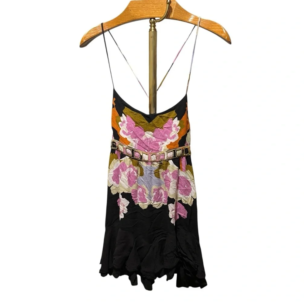 Free People Sweet Lucy Slip Dress Black Pink XS - Picture 15 of 16